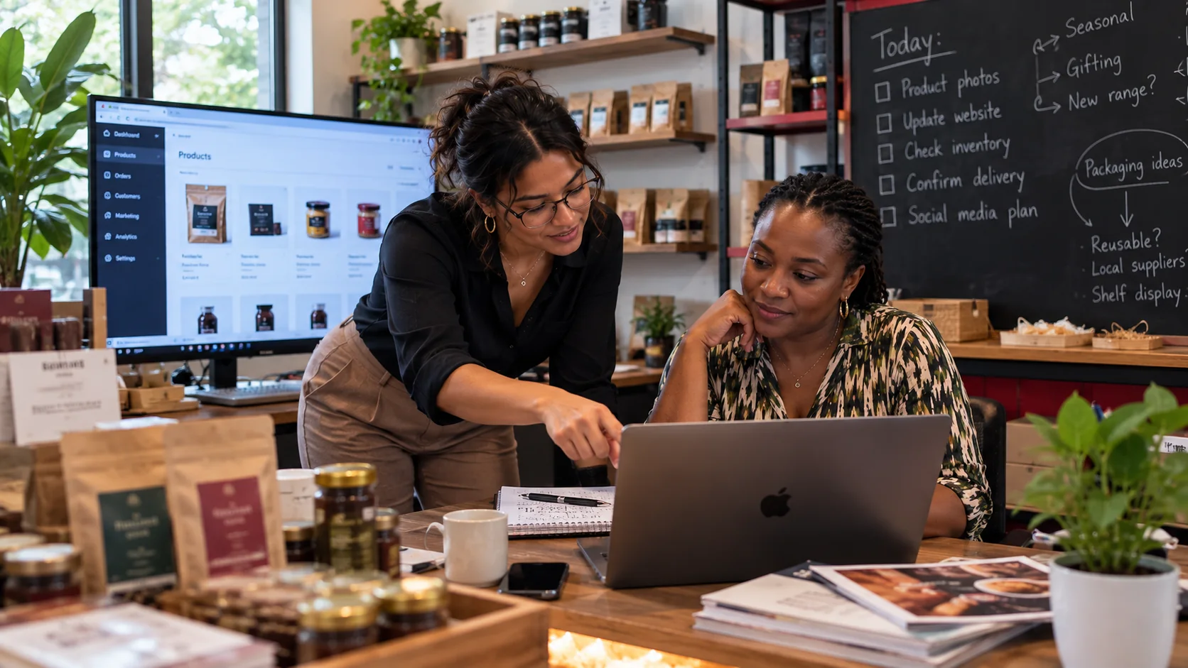 DesignX engineers working alongside a retail client on their online store dashboard